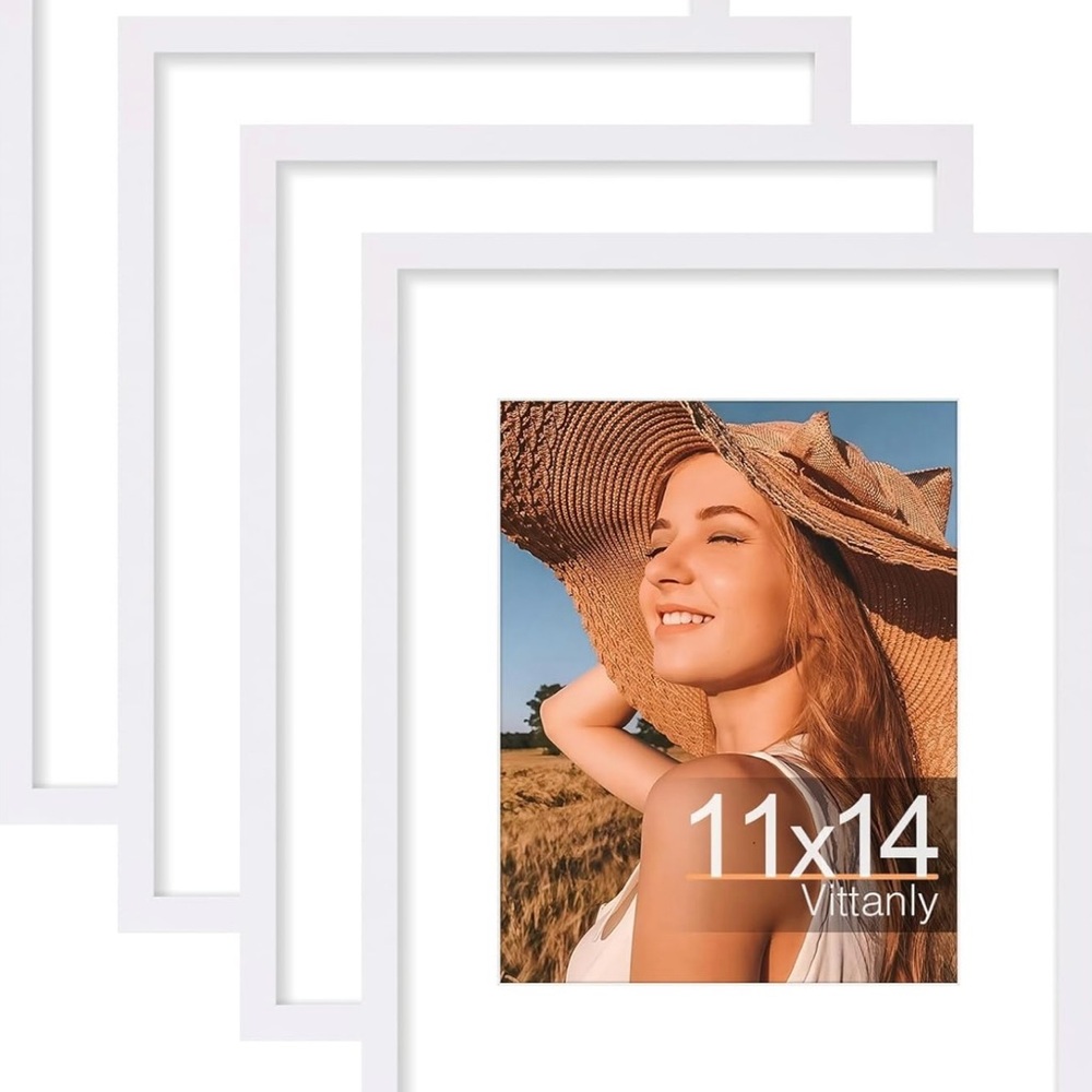 Vittanly White Picture Frame Set (4) 11 x 14